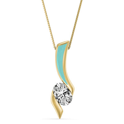 Sirena Oval Lab Grown .33ctw. Diamond Aquarius Pendant with Front Color in 14k White Gold
